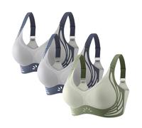 Plus Size Bras for Women UK Push Up Sagging Breasts 3 Pack Wireless Seamless Low Back Support Lifting Non Wired Wire Freeolder Ladies Bra Comfort Everyday Large Busts Soft Fall Bras