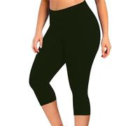 Plus Size Capri Leggings for Women UK Sale Clearance 3/4 Length High Waisted Cropped Gym Leggings Tummy Control Pants for Workout Gym Sports Leggings for Exercise UK Size 14-22 Army Green