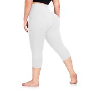 Plus Size Capri Leggings for Women- XL-4XL High Waist Tummy Control Stretchy Workout Yoga Pants Plus Capris, 3-white, XXL