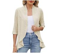 Plus Size Cardigans for Women Jumpers for Women UK Cardigan for Older Women Lightweight Jackets Open Front Coatigans 3/4 Sleeve Work Clothes for Women Hollow Out Ladies Tops