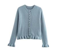 Plus Size Cardigans For Women UK Button Crewneck Floral Cuff&Hem Women's Cardigan Solid Color Fine Knit Womens Jumpers Elegant Design Spring Fall Jumper Daily Travel Sweaters Long Sleeve Tops Pullover