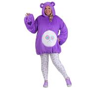 Plus Size Care Bears Share Bear Costume for Women with Hoodie and Leggings | Furry Halloween Outfit or Cozy Fun, Purple, 2X