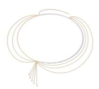 Plus Size Chain Belt for Women, Gold Color and White Faux Pearl Waist Chains, Extra Long Body Chain, 47-59 Inch Adjustable Chunky Belt Chain