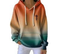 Plus Size Christian Hoodie Women Ladies Religious Faith Personalised Sweatshirt Loose Casual Plaid Print Long Sleve Drawstring Hoody Sport Tops Work Jumpers Old Money Aesthetic Clothes