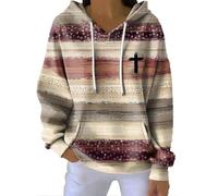 Plus Size Christian Sweatshirts for Women UK Long Sleeve Christian Graphic Hoodies Pullover Religious Jesus Hoodie Retro Plaid Jumpers Faith God Criss Cross Shirts Bible Verse Tops Beige