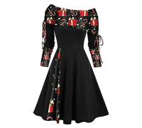 Plus Size Christmas Dresses, Party Dress Mrs Claus Outfit Dress For Women UK Elegant Party Black Dresses Ladies Christmas Fancy Costumes Womens Santa Costume