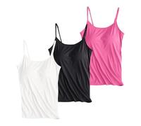 Plus Size Clothing for Women Multipack Camisole Vest Tops Built in Bra 2 in 1 Padded Tees Yoga Sports Sleeveless Ladies Cami Shirts Gym Running Strappy Comfort Vests Sleeping Loungewear