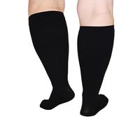 Plus Size Compression Sock for Women Men,Flight Socks for Women Men,Wide Calf Medical Compression Stockings for Support Travel Pregnancy Edema Nurses Seniors (Black, 7XL)