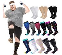 Plus Size Compression Socks for Women and Men White Black Knee High Socks Support Wide Calf Stockings Ladies Running Varicose Veins Sock Support Stockings Pressure Socks Christmas Socks UK Sales