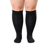 Plus Size Compression Socks, Wide Calf Compression Stockings for Men Women Up to 7X Large 20-30 mmHg Compressions Hose for Pregnancy Travel Running Nurses