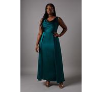 Plus Size Cowl Neck A-Line Satin Bridesmaids Dress Coast Emerald 22