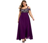 Plus Size Dresses for Women Sexy Cold Shoulder Floral Lace Maxi Party Gowns Evening Long Dress Short Sleeve Wedding Guest Formal Cocktail Maxi Dresses Casual Summer Dresses