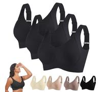 Plus Size Fashion, Comfort Wireless Bra for Women Full Cup Seamless and Adjustable Wide Straps 3 Black XXL