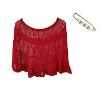plus Size Flapper Dress Women Casual Open Knit Top Lace Summer Lightweight Solid Hollow Out Knitted Sun Proof Shawl over Dress Jackets for Women (Red, One Size)