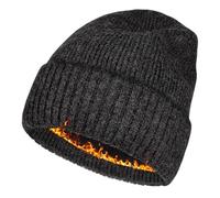 Plus Size Fleece Lined Beanie Hat - M/L/XL/XXL Merino Wool Beanie Hat for Men - Large Winter Hat Ski Skull Cap for Big Heads, Slate Gray, XL-XXL