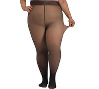 Plus Size Fleece Lined Tights, Fake Transparent Curvy Winter Thermal Tights for Women Under Dress High Stretchy Hight Waisted Long Pants Black