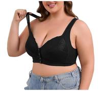 Plus Size Front Fastening Bras for Women Large Breasts Non-Wired Support Bra Lace Plus Size Full Coverage Front Closure Wide Straps MinimizerBra Wireless Bras Cotton Ladies Soft Cup for The (50C)