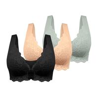 Plus Size Front Fastening Bras for Women UK Ladies Comfort Push up Everyday Bras for Large Breasts The Elderly Women's Bra Breathable Underwear Deep V Neck Lace Sexy Lingerie Travel Home Essentials