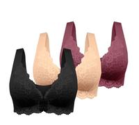 Plus Size Front Fastening Bras for Women UK Ladies Comfort Push up Everyday Bras for Large Breasts The Elderly Women's Bra Breathable Underwear Deep V Neck Lace Sexy Lingerie Travel Home Essentials