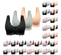 Plus Size Front Fastening Bras for Women UK Ladies Comfort Push up Everyday Bras for Large Breasts The Elderly Women's Bra Breathable Underwear Deep V Neck Lace Sexy Lingerie Travel Home Essentials