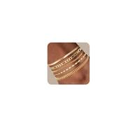 Plus Size Gold Ankle Bracelets for Women Big Ankles, 10"+2" Adjustable Ankle 14K Real Gold Plated Cuban Link Chain Figaro Snake Herringbone Extra Large Anklet Bracelets,Summer Beach Foot Jewelry