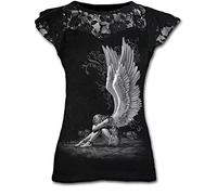 Plus Size Goth Graphic Lace T Shirts for Women Gothic Clothing Black Grunge Punk Tees Ladies Short Sleeve Tops Summer Tshirt