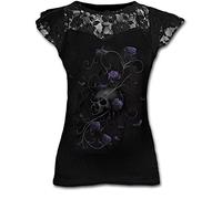 Plus Size Goth Graphic Lace T Shirts for Women Gothic Clothing Black Grunge Punk Tees Ladies Short Sleeve Tops Summer Tshirt