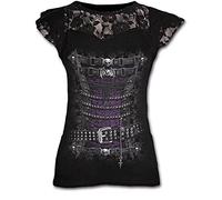 Plus Size Goth Graphic Lace T Shirts for Women Gothic Clothing Black Grunge Punk Tees Ladies Short Sleeve Tops Summer Tshirt