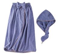 plus Size Gowns Sleepwear Bath Towel Wrap For Women With Adjustable Luxury Microfiber Soft Towels For Shower Super Absorbent To Quick Drying Hair And Body Sleep Night Gown Women (Dark Blue, One Size)