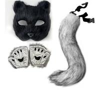 Plus Size Halloween Costume,The Halloween Costume Set Includes Gloves Face Accessories And A Tail For The Cosplay Party 3Pc