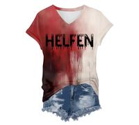 Plus Size Halloween Top Bloody Shirts Women Funny Blood Splatter T-Shirt Stain Movie Graphic Long Sleeve Button Down Shirt with Pants Casual Pajama