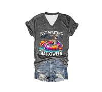 Plus Size Halloween Top Just Waiting for Shirt Graphic T Funny Tee Woman