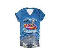 Plus Size Halloween Tops Just Waiting for Shirt Graphic T Funny Tee Woman