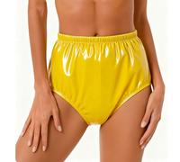 Plus Size Incontinence Underwear - High Waist Wide Crotch Plastic Pants, Leak-Proof Adult Knicker, Comfortable Loose for Cloth Diapers and PadsYellow,2XL