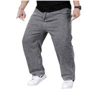 Plus Size Jeans - Men's Baggy Jeans Stretchy Loose Fit Jeans Trousers Men High Waist Stretch Straight Jeans Trousers Stonewashed Denim Long Jeans Casual Trousers Jogging Bottoms Cargo Trousers, b, 4XL