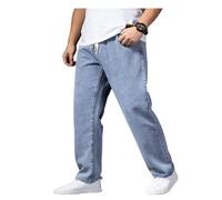 Plus Size Jeans - Men's Baggy Jeans Stretchy Loose Fit Jeans Trousers Men High Waist Stretch Straight Jeans Trousers Stonewashed Denim Long Jeans Casual Trousers Cargo Trousers, lightblue, XXXXXXL
