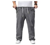 Plus Size Jeans - Men's Baggy Jeans Stretchy Loose Fit Jeans Trousers Men High Waist Stretch Straight Jeans Trousers Stonewashed Denim Long Jeans Casual Trousers Cargo Trousers, gray, 5XL