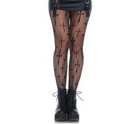 Plus Size Leg Avenue Black Gothic Cross Net Tights