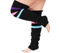 Plus Size Leg Warmers for Women, Long Knit Leg Warmers Over Knee Thigh High Sock, Black & Rainbow, plus