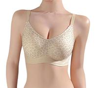 Plus Size Leopard Print Underwire Minimizer Sports Bra, Comfortable And Soft Push-Up Effect Minimizing Side Curvy And Sagging