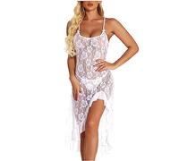 Plus Size Lingerie UK, Women Sexy Nightdress with Thongs, Sexy Plus Size Lingerie Lace Bow Nightwear Sleepwear Pajamas Nightwear S-6XL, Ladies Naughty Outfits