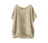 Plus Size Long T Shirts for Womens Loose Fit Short Sleeve Crew Neck Dressy Blouses Summer Y2K Streetwear Tops for Vacation Going Out Oversize Beige