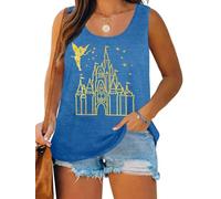 Plus Size Magical Tank Tops Women Magic Kingdom Graphic Vest Castle Fairy Tee Summer Casual Vacation Holiday Tops, Blue-1, 5XL Plus