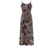 Plus Size Maxi Dress Ladies Summer Dresses Women Uk Frill Neck Casual Long Dress Black Paisley 24-26