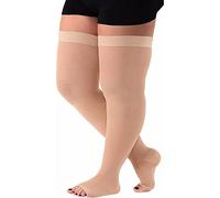 Plus Size Medical Thigh High with Feet Compression Stockings with Silicone Band for Women & Men, 2 Class Support Varicose Vein Stockings,Slimming Compression Socks, Rehabilitation Aids,Flesh,5XL