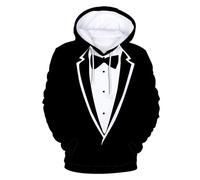 Plus Size Men's Pullover Men's 3D Hoodie Funny Hoodie Funny Birthday Party Classic Humour Tux Hoodie Pullover Men's Thin Fabric, White, M