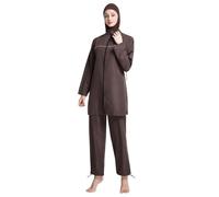 Plus Size Modest Swimwear for Women Girls - 3 Pieces Muslim Modest Swimming Costume Full Covered Burkini Islamic Swimsuits Long Sleeve Swimming Top+Pants+Hijab Full Body Swimsuit Bathing Suit UK Women
