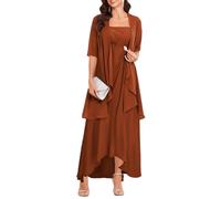 Plus Size Mother of The Groom Dresses for Wedding 2 Pieces Burgundy Chiffon Ruched Formal Dress UK24