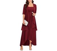 Plus Size Mother of The Groom Dresses for Wedding 2 Pieces Burnt Orange Chiffon Ruched Formal Dress UK24