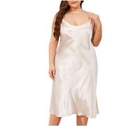 Plus Size Nightdress for Women Satin V Neck Sleeveless Long Nightgown Nighties Plain Nightshirts Loose Sleep Dress Sexy Lingerie Comfy Soft Pyjamas Silk Nighties Camis Chemises Sleepwear